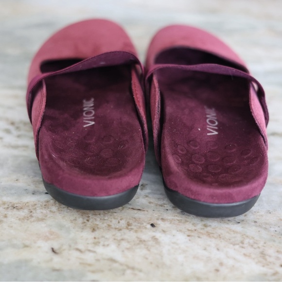 Vionic Women Burgundy Suede Laurel Mules Slip On Comfort Shoes Arch Support Sz 9 - Picture 5 of 9